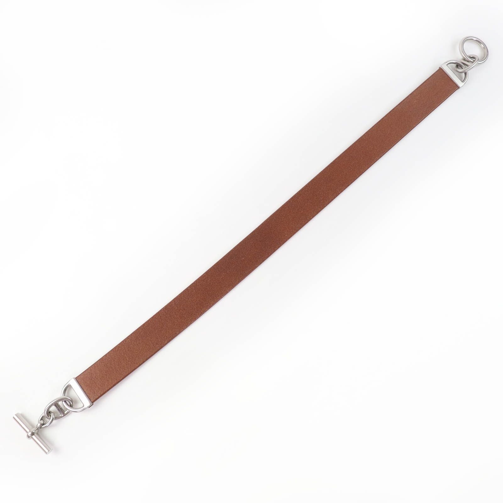 Hermes Vintage Silver Martin Margiela Era Chaine D'ancre Leather Belt Brown 70 — view 6