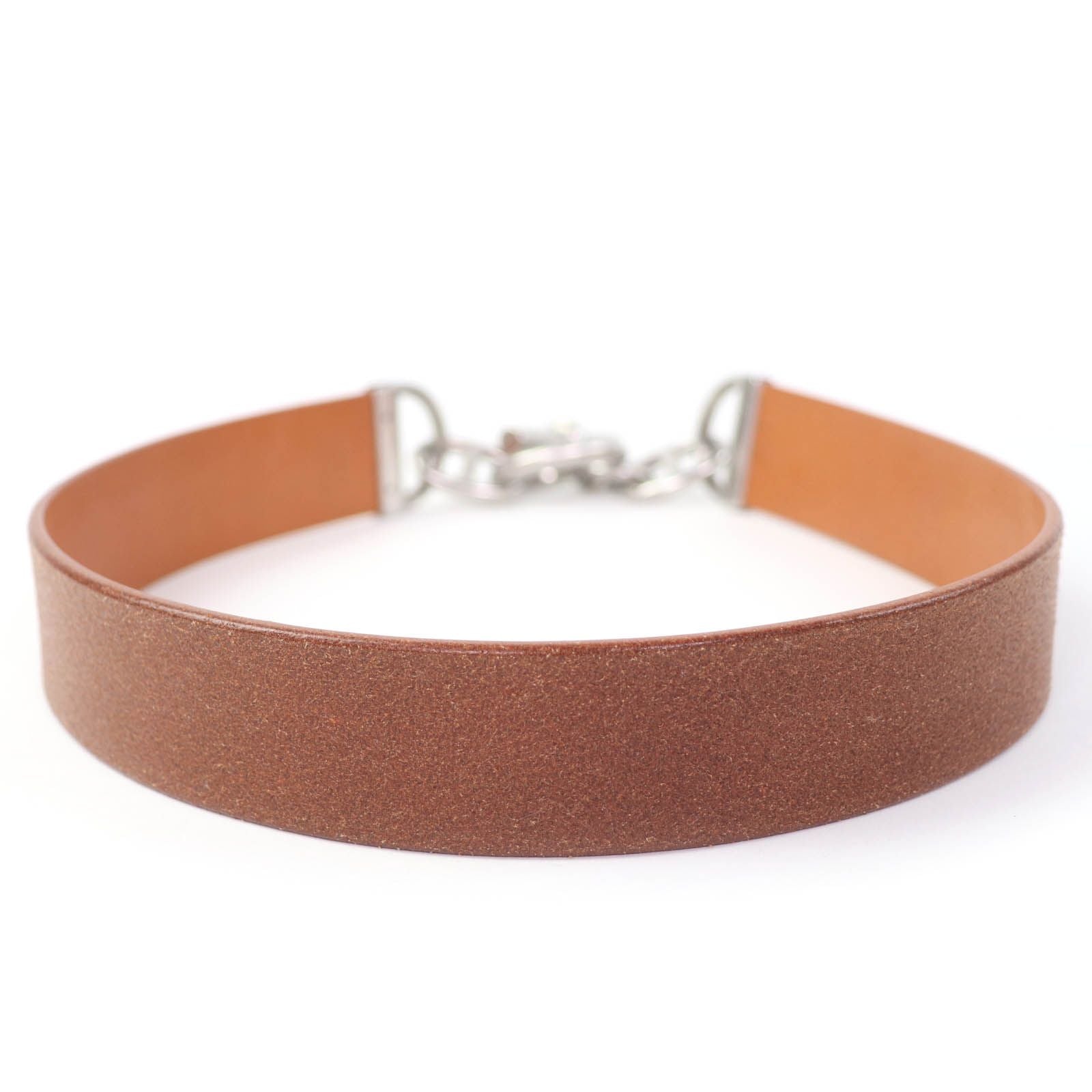 Hermes Vintage Silver Martin Margiela Era Chaine D'ancre Leather Belt Brown 70 — view 4