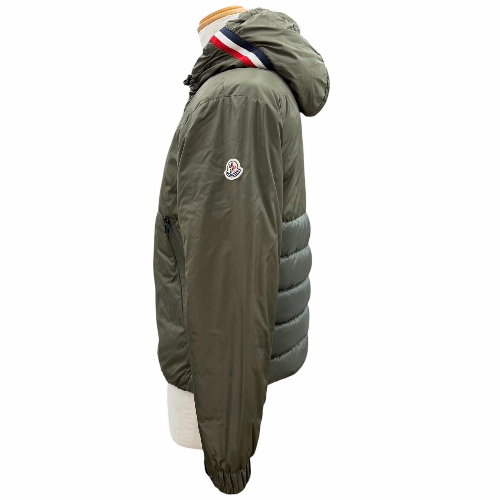 Bvlgari Moncler Melampyre Logo Patch Hooded Double Zip Up Jacket Khaki 0 — view 4