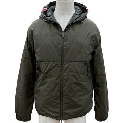 Bvlgari Moncler Melampyre Logo Patch Hooded Double Zip Up Jacket Khaki 0