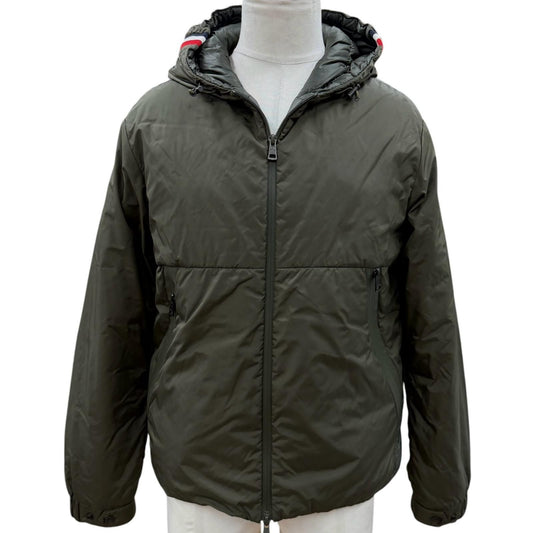 Bvlgari Moncler Melampyre Logo Patch Hooded Double Zip Up Jacket Khaki 0
