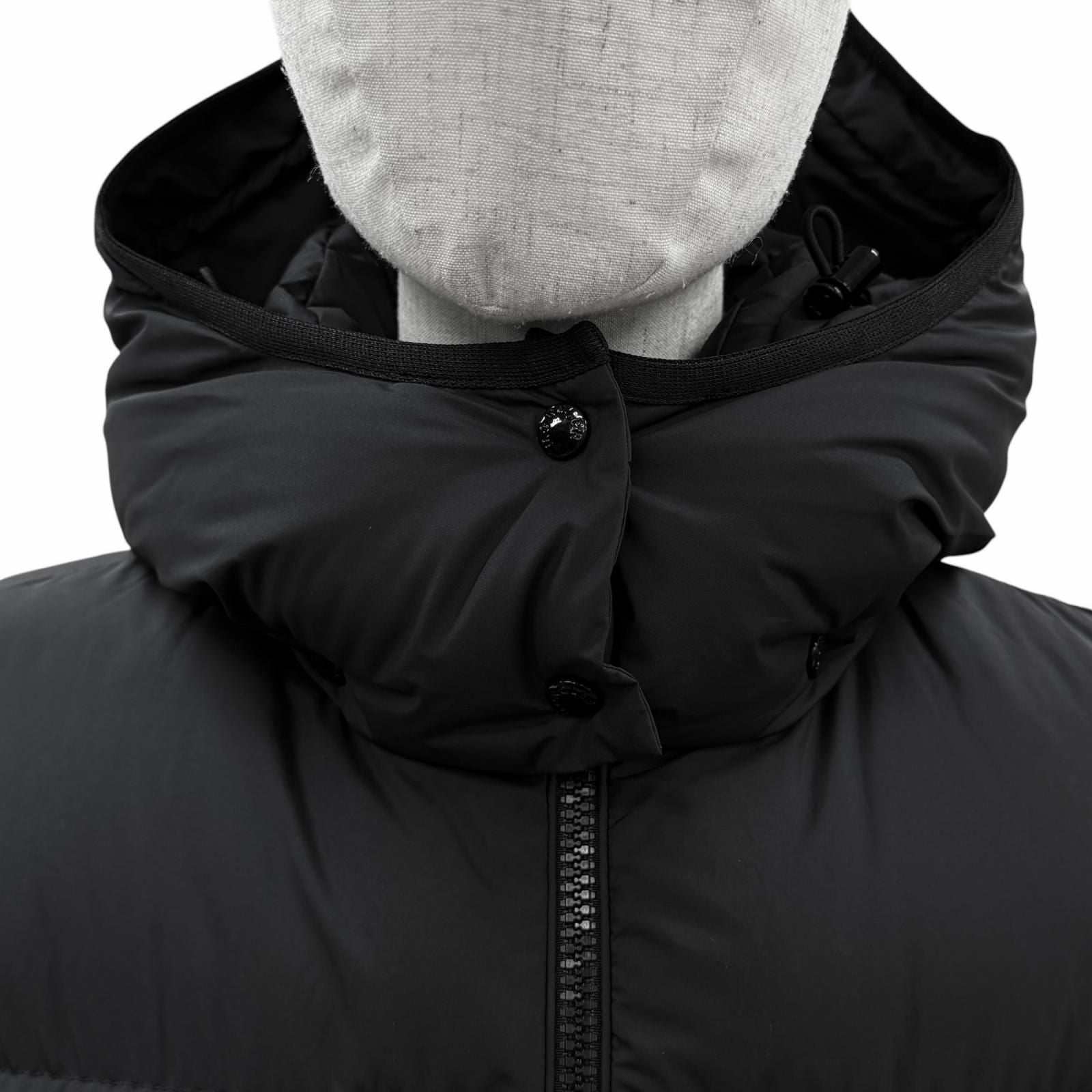 Moncler Fourmines Logo Patch with Hood Down Jacket Black 0 Garment Hanger — view 4