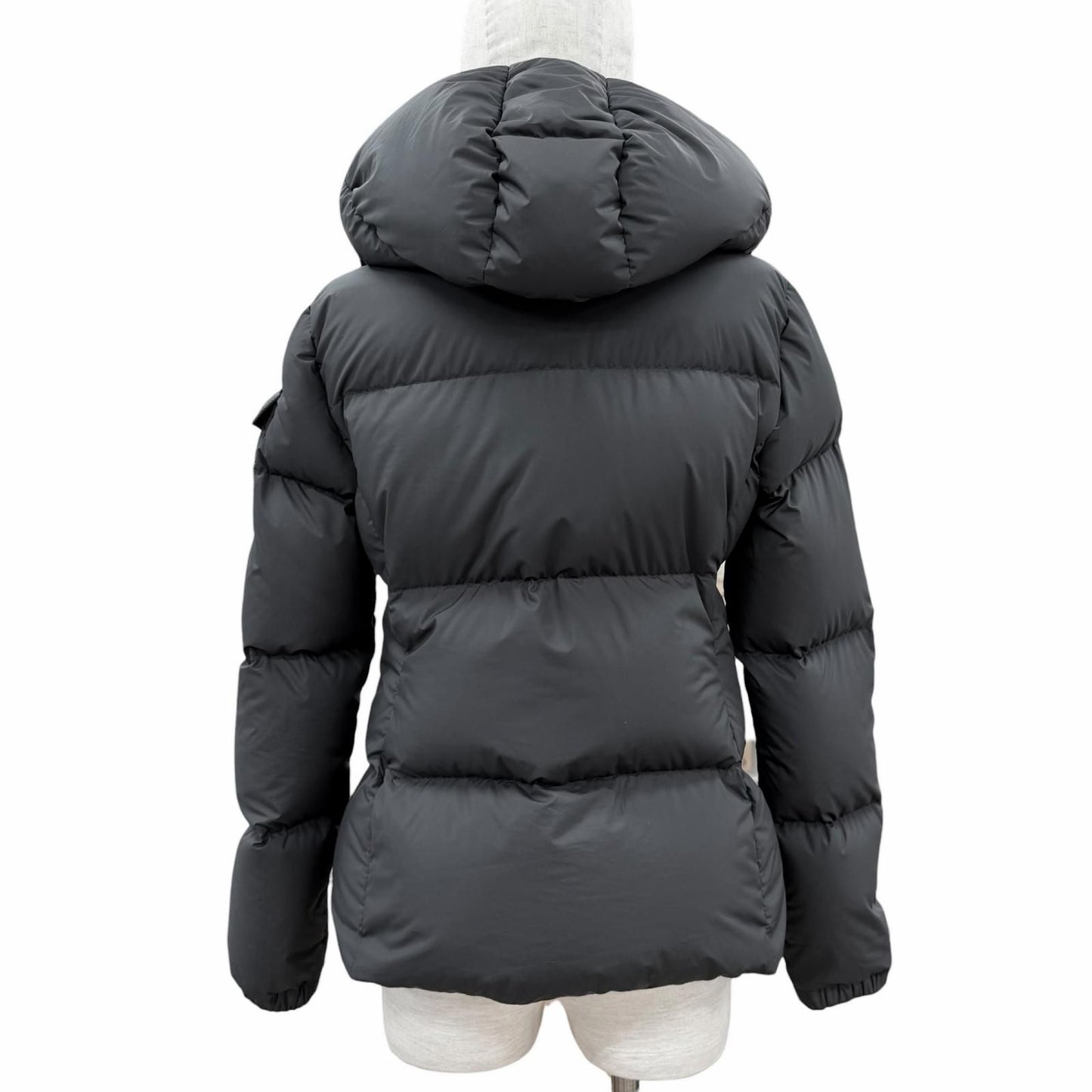 Moncler Fourmines Logo Patch with Hood Down Jacket Black 0 Garment Hanger — view 3