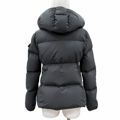 Moncler Fourmines Logo Patch with Hood Down Jacket Black 0 Garment Hanger — view 3