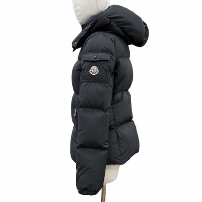 Moncler Fourmines Logo Patch with Hood Down Jacket Black 0 Garment Hanger — view 2