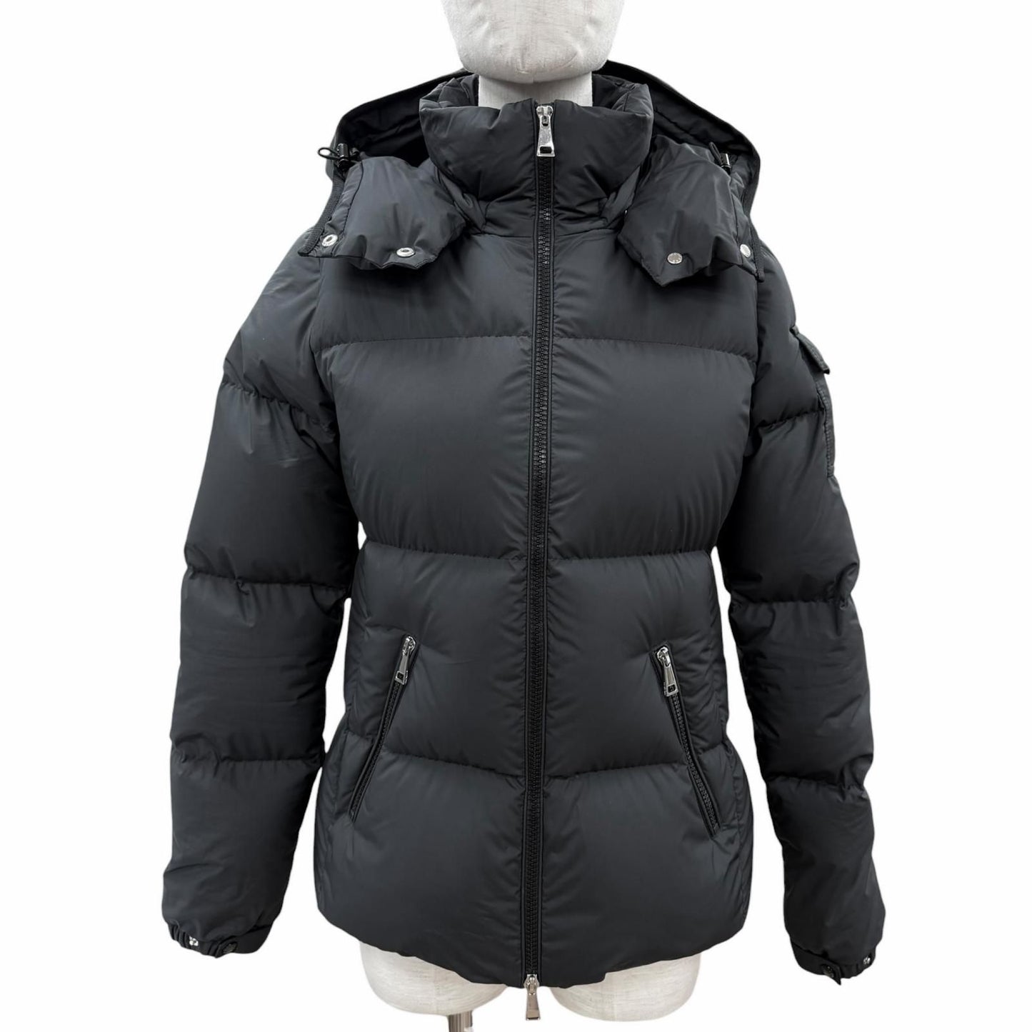 Moncler Fourmines Logo Patch with Hood Down Jacket Black 0 Garment Hanger