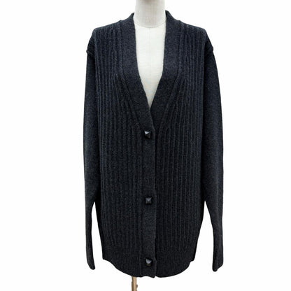 Hermes Cardigan Epais Manches Longues Meadow Button Wool Long Gray 36 UK