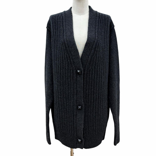 Hermes Cardigan Epais Manches Longues Meadow Button Wool Long Gray 36 UK