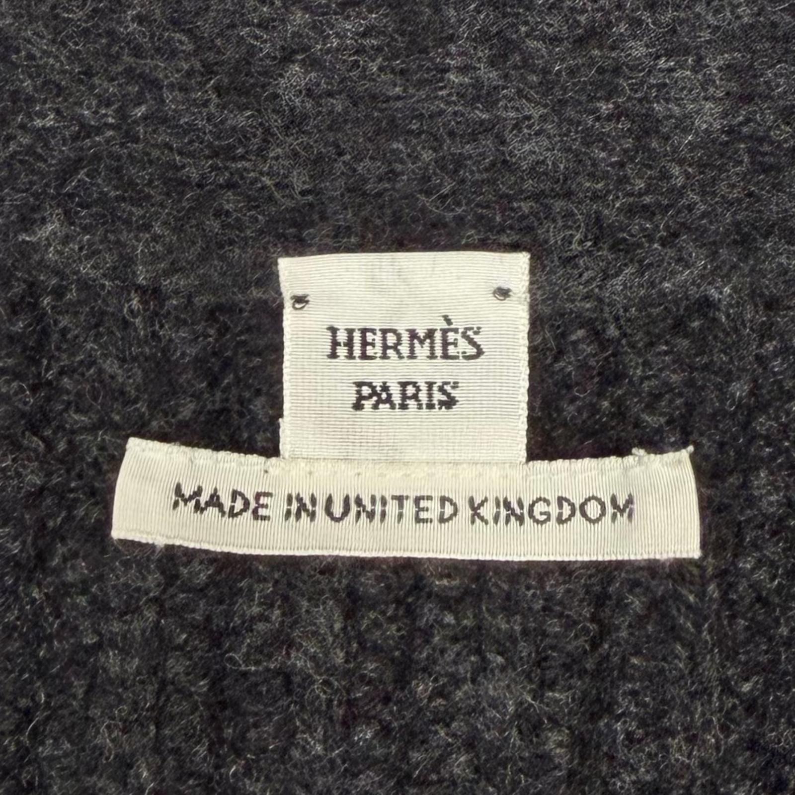 Hermes Cardigan Epais Manches Longues Meadow Button Wool Long Gray 36 UK — view 7