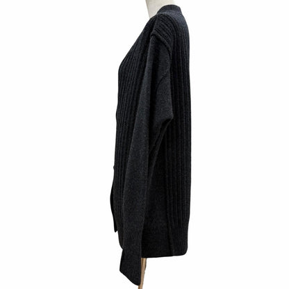 Hermes Cardigan Epais Manches Longues Meadow Button Wool Long Gray 36 UK — view 2