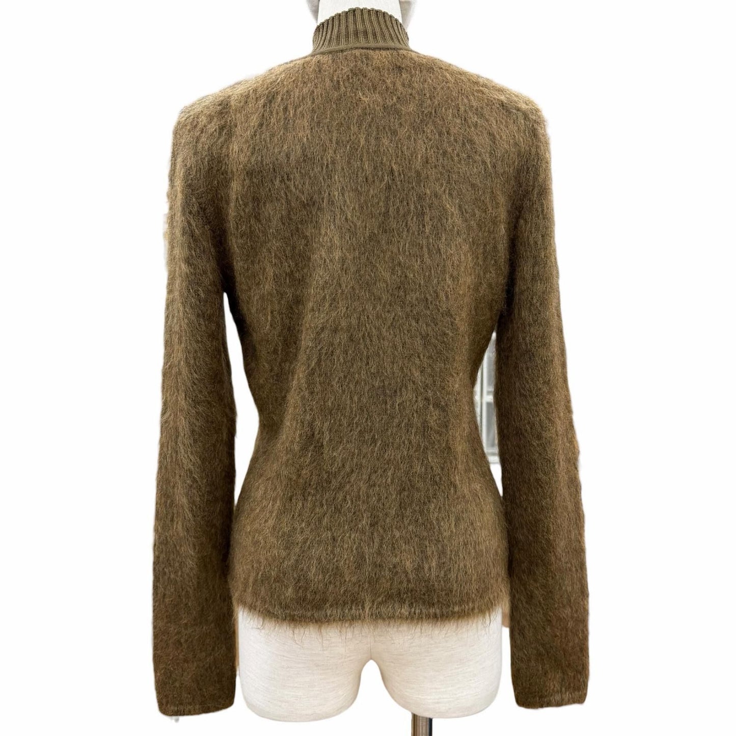 Hermes Virgin Wool Silk Mohair Long Sleeve Jagi Knit Sweater Brown 40 — view 3
