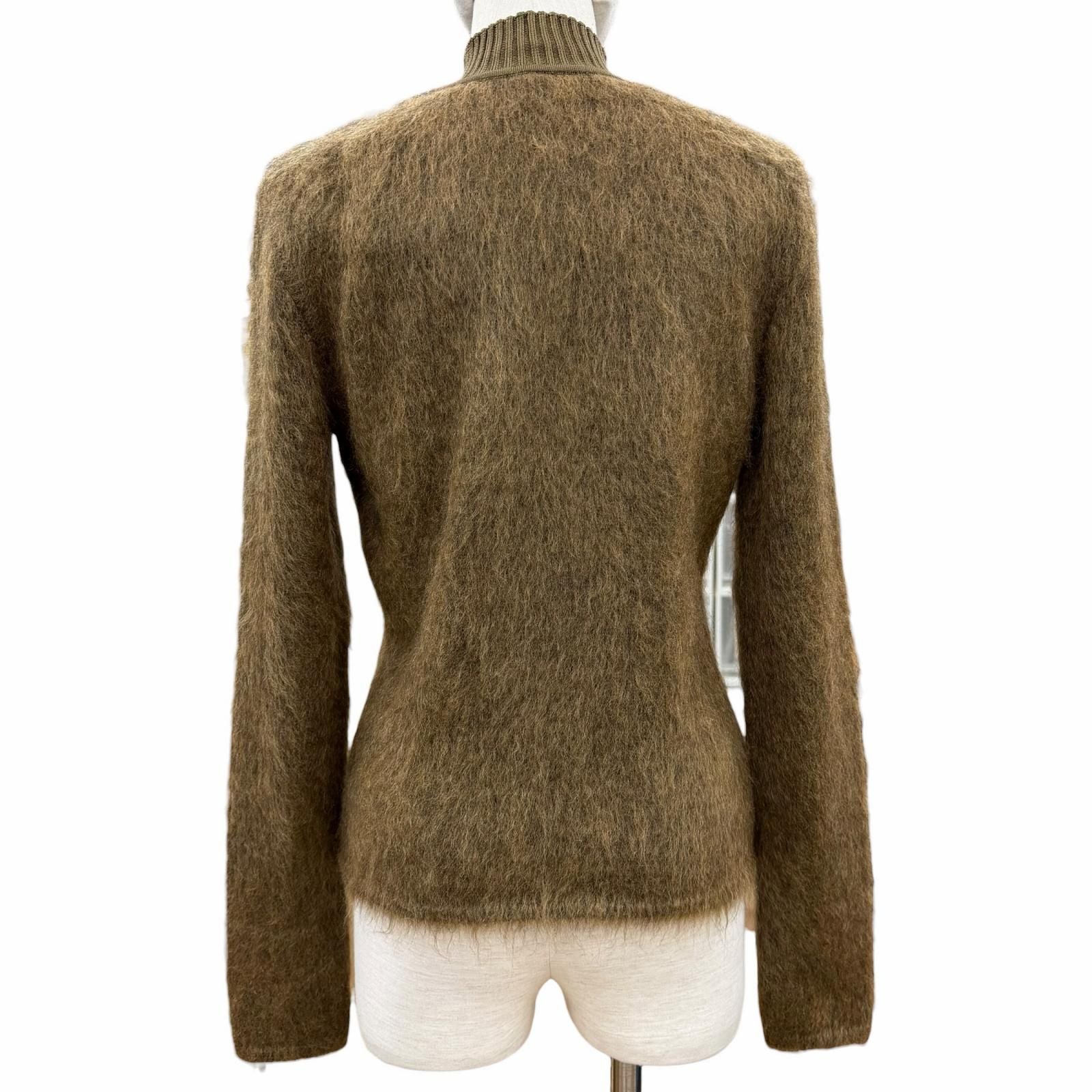 Hermes Virgin Wool Silk Mohair Long Sleeve Jagi Knit Sweater Brown 40 — view 3