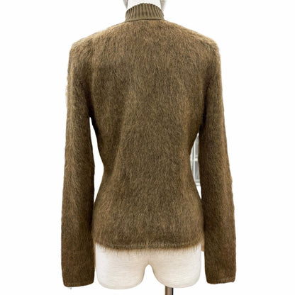 Hermes Virgin Wool Silk Mohair Long Sleeve Jagi Knit Sweater Brown 40 — view 3