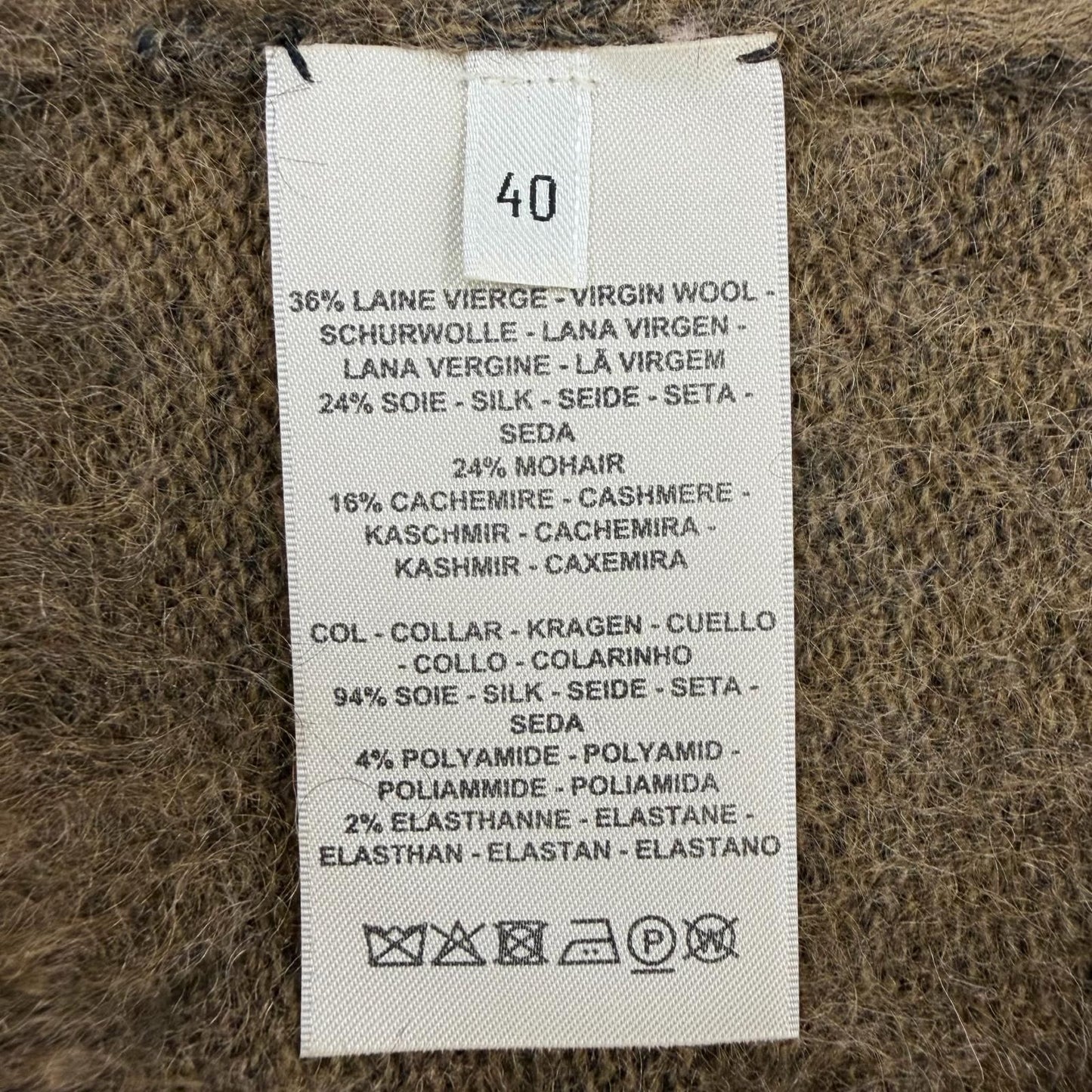 Hermes Virgin Wool Silk Mohair Long Sleeve Jagi Knit Sweater Brown 40 — view 7