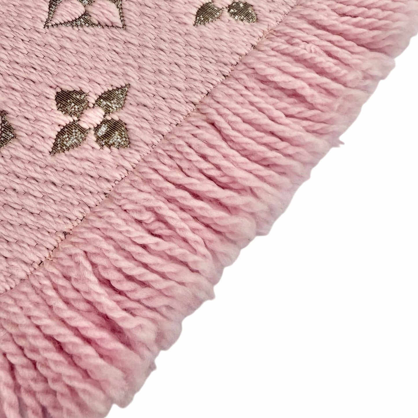 Louis Vuitton Echarpe Logo Mania Shine Wool Silk Blend Scarf Pink Gold — view 5