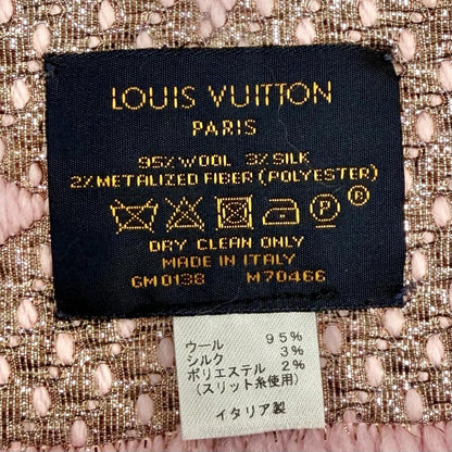 Louis Vuitton Echarpe Logo Mania Shine Wool Silk Blend Scarf Pink Gold — view 6