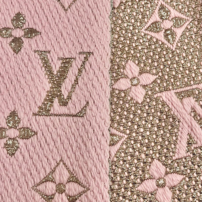 Louis Vuitton Echarpe Logo Mania Shine Wool Silk Blend Scarf Pink Gold — view 4