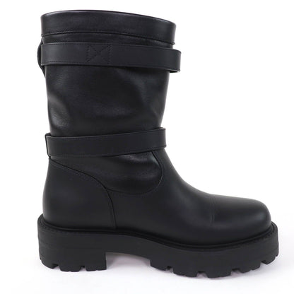 Dior D-major CD Logo Leather Short Boots Black — view 6