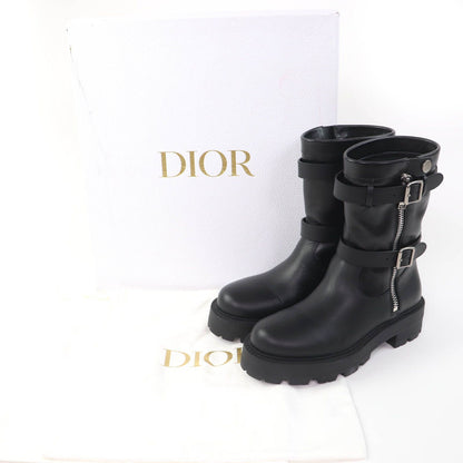 Dior D-major CD Logo Leather Short Boots Black — view 2