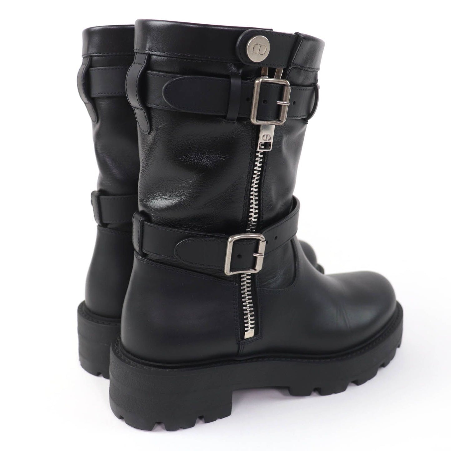 Dior D-major CD Logo Leather Short Boots Black — view 3