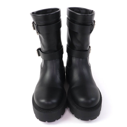 Dior D-major CD Logo Leather Short Boots Black — view 4