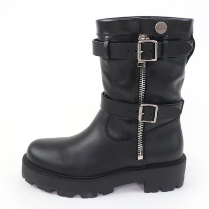 Dior D-major CD Logo Leather Short Boots Black — view 5