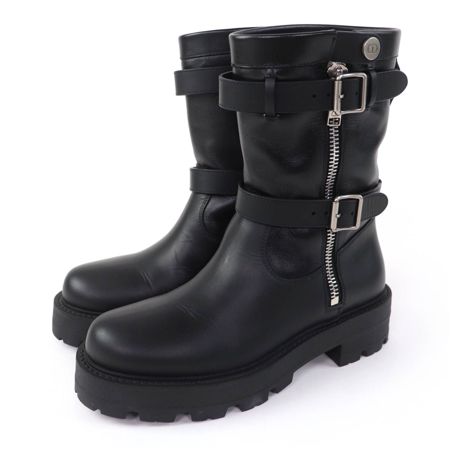 Dior D-major CD Logo Leather Short Boots Black