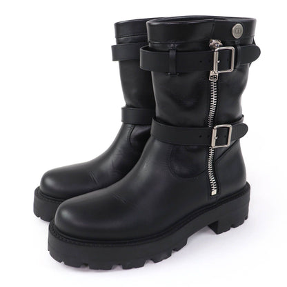 Dior D-major CD Logo Leather Short Boots Black