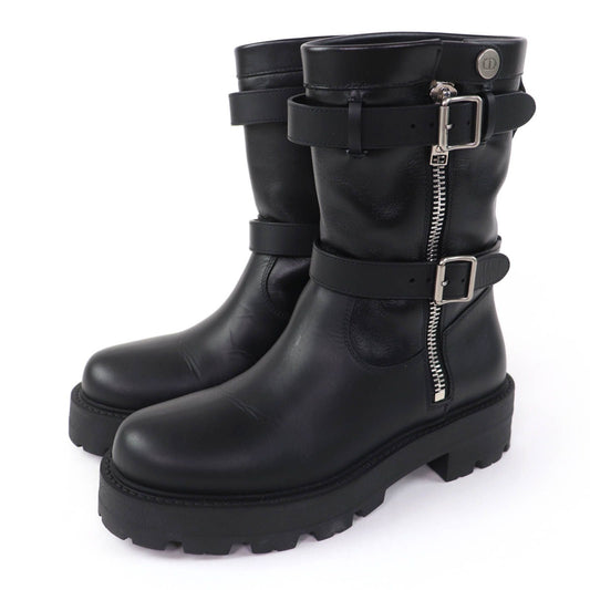 Dior D-major CD Logo Leather Short Boots Black