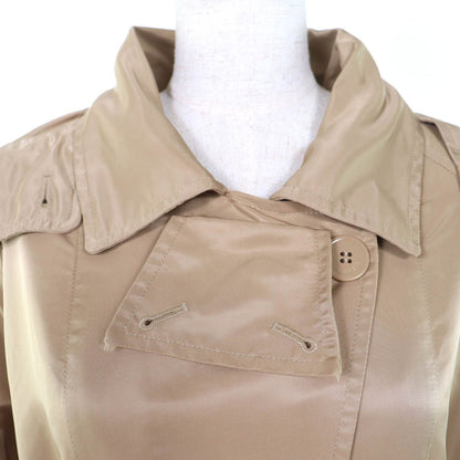 Moncler Villerest Logo Patch Hooded Trench Coat Beige — view 4