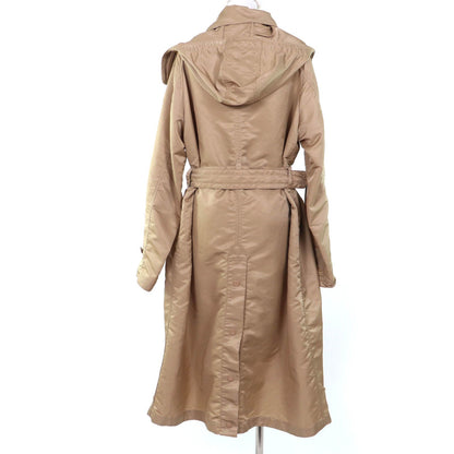 Moncler Villerest Logo Patch Hooded Trench Coat Beige — view 3