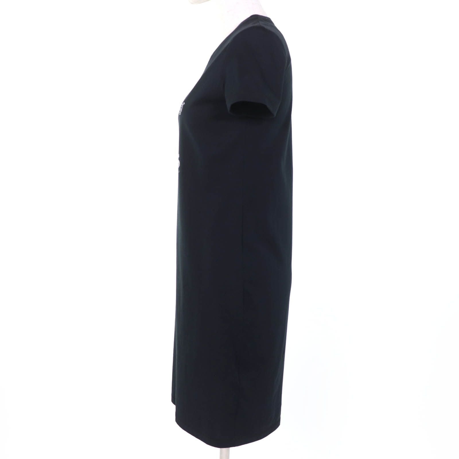 Hermes Boucles Cotton Short Sleeve Dress Black 34 — view 2