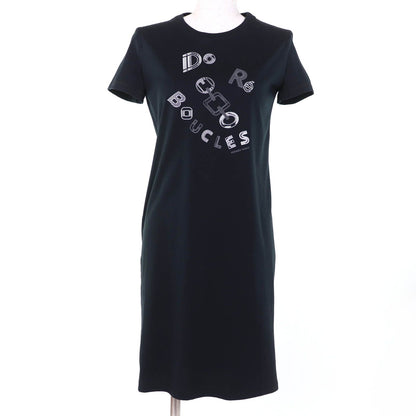 Hermes Boucles Cotton Short Sleeve Dress Black 34