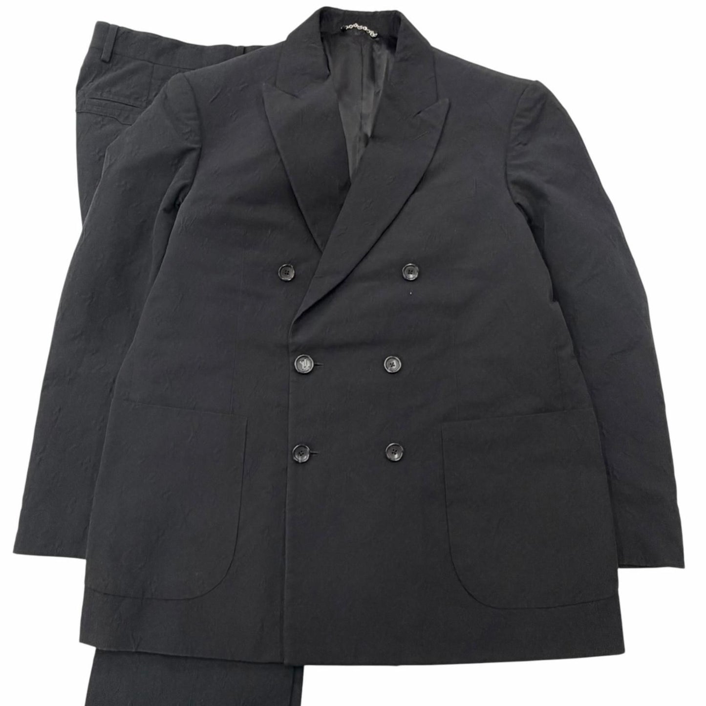 Louis Vuitton Embossed Monogram Double Breasted Suit Set Black