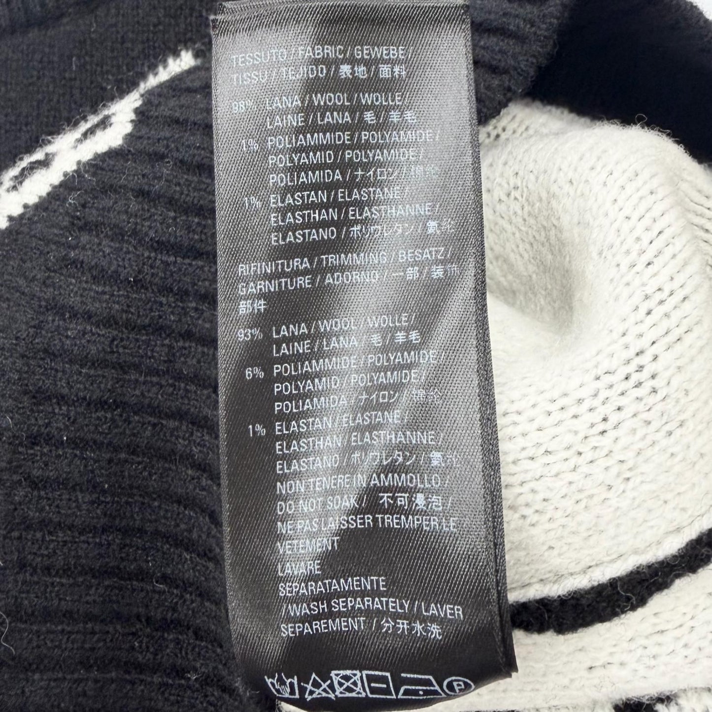 Balenciaga Wool Logo All Over Pattern Crew Neck Overall Knit Sweater Black White — view 7