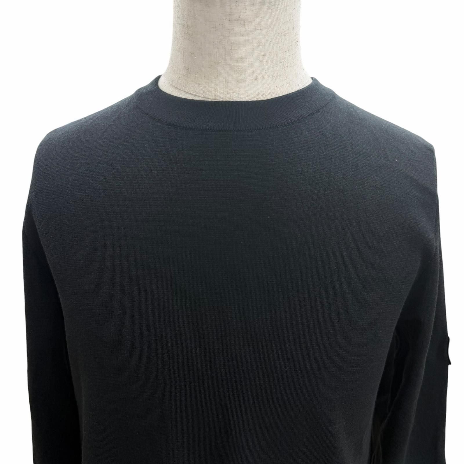 Dior Homme Wool Silk Logo Patch Crew Neck Knit Top Black Sweater — view 2