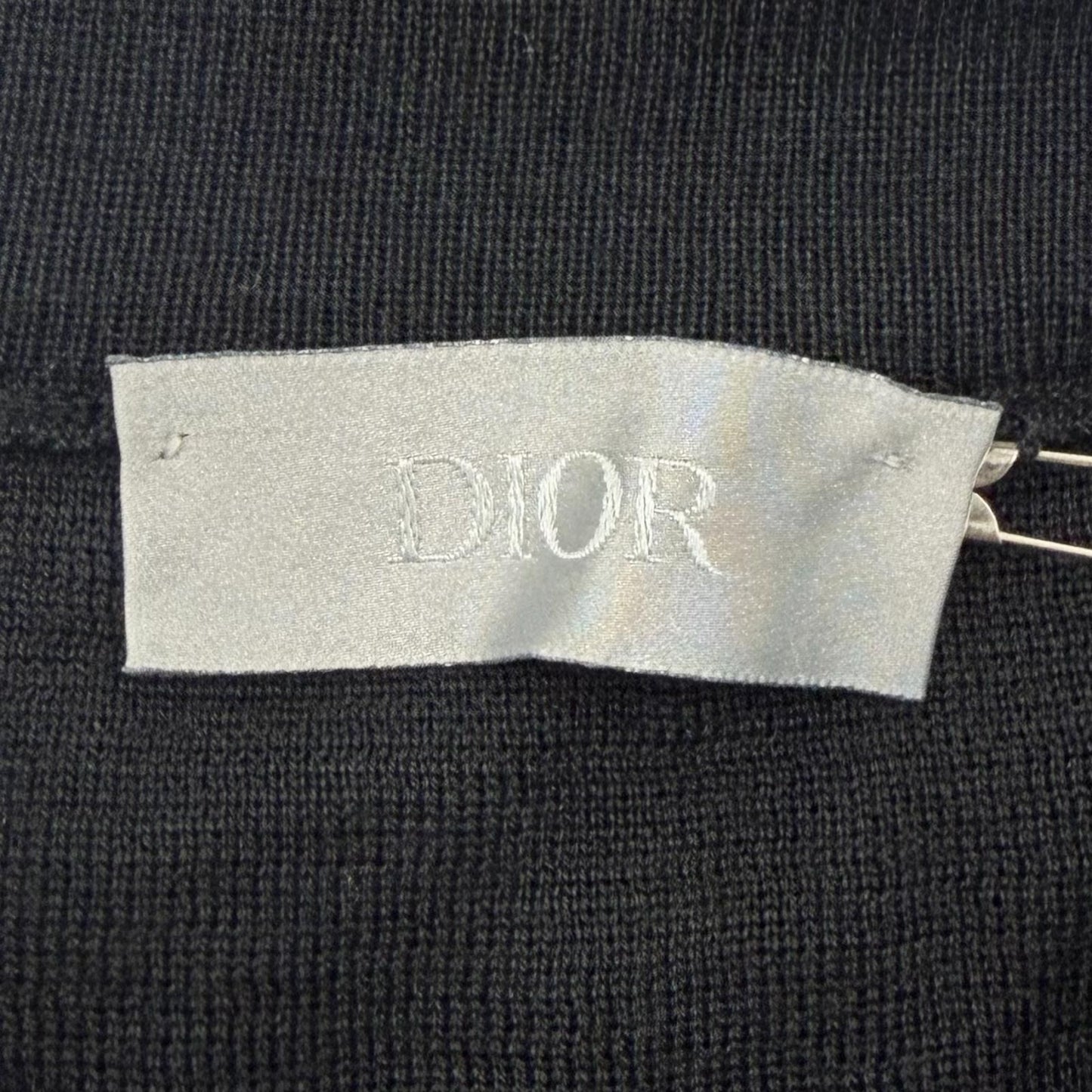 Dior Homme Wool Silk Logo Patch Crew Neck Knit Top Black Sweater — view 6