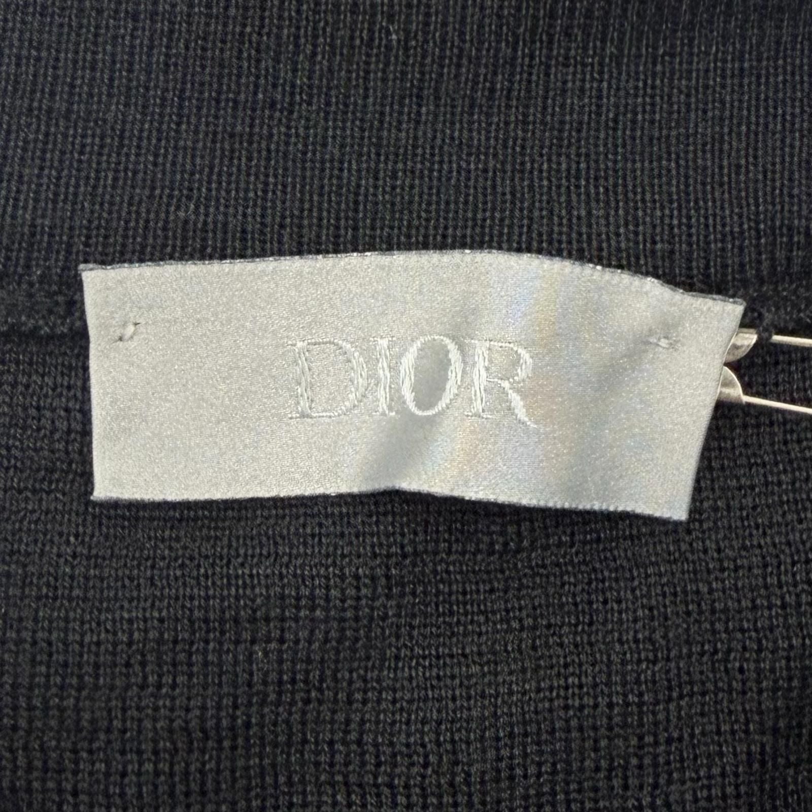 Dior Homme Wool Silk Logo Patch Crew Neck Knit Top Black Sweater — view 6