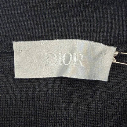 Dior Homme Wool Silk Logo Patch Crew Neck Knit Top Black Sweater — view 6