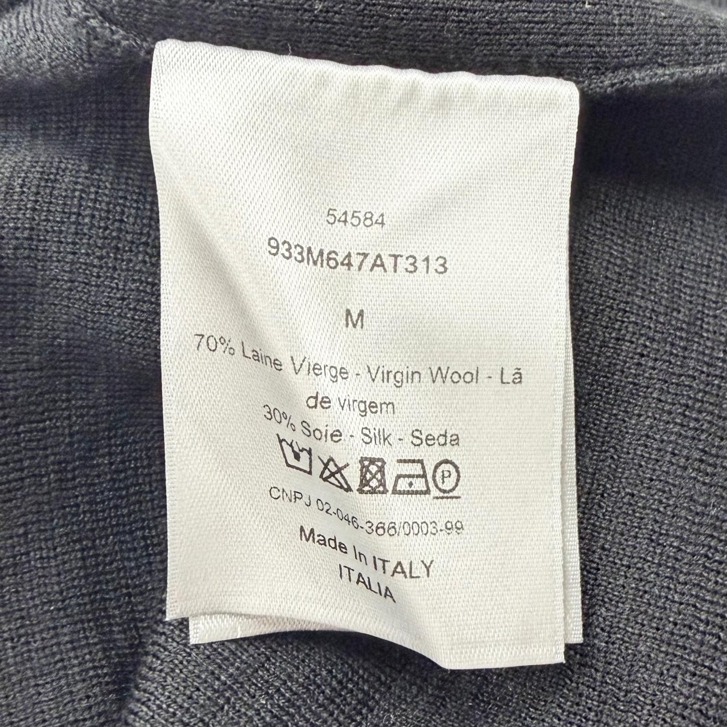 Dior Homme Wool Silk Logo Patch Crew Neck Knit Top Black Sweater — view 7