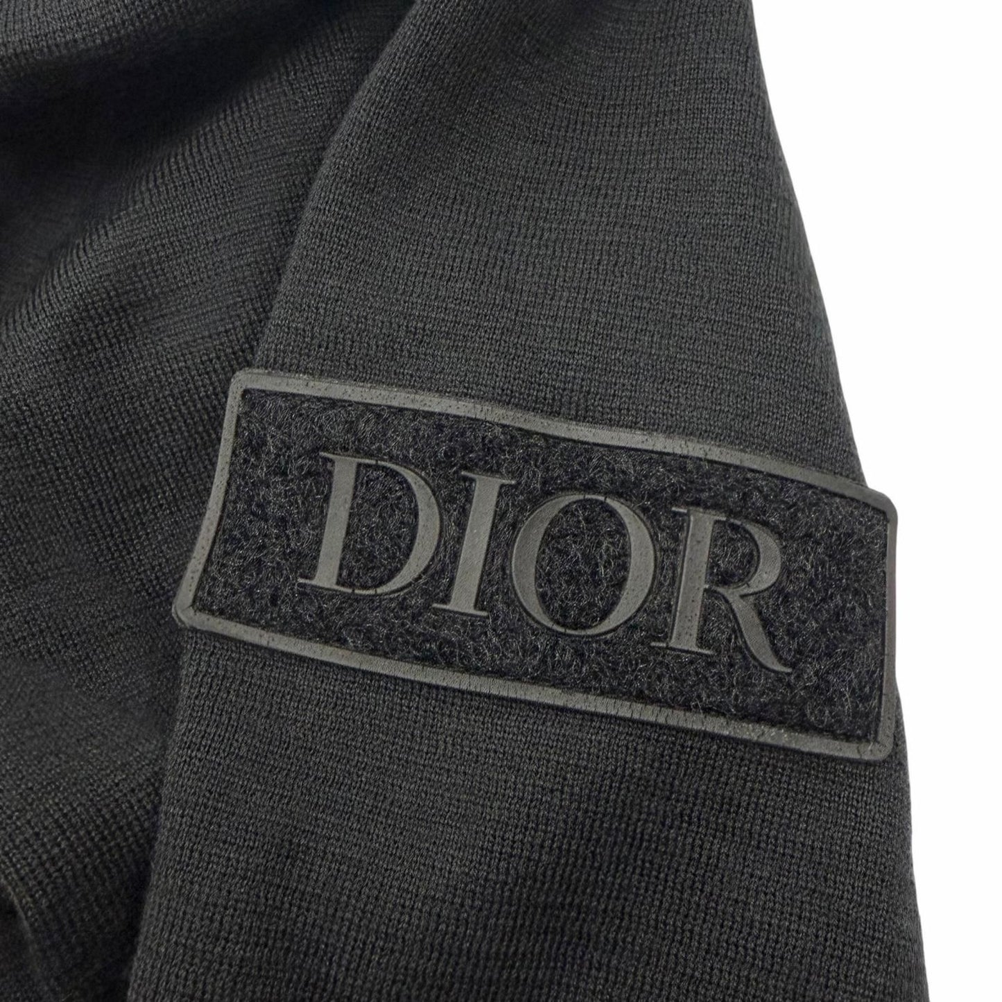 Dior Homme Wool Silk Logo Patch Crew Neck Knit Top Black Sweater — view 5