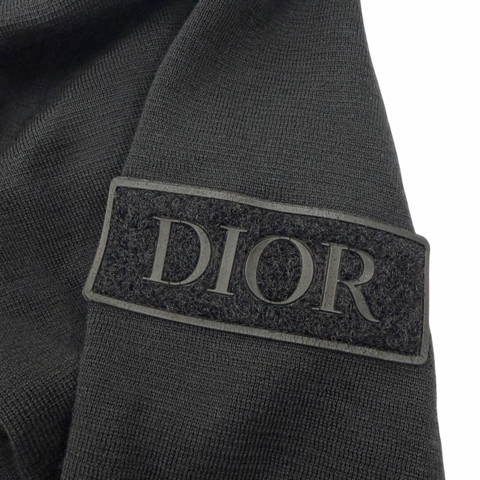 Dior Homme Wool Silk Logo Patch Crew Neck Knit Top Black Sweater — view 5
