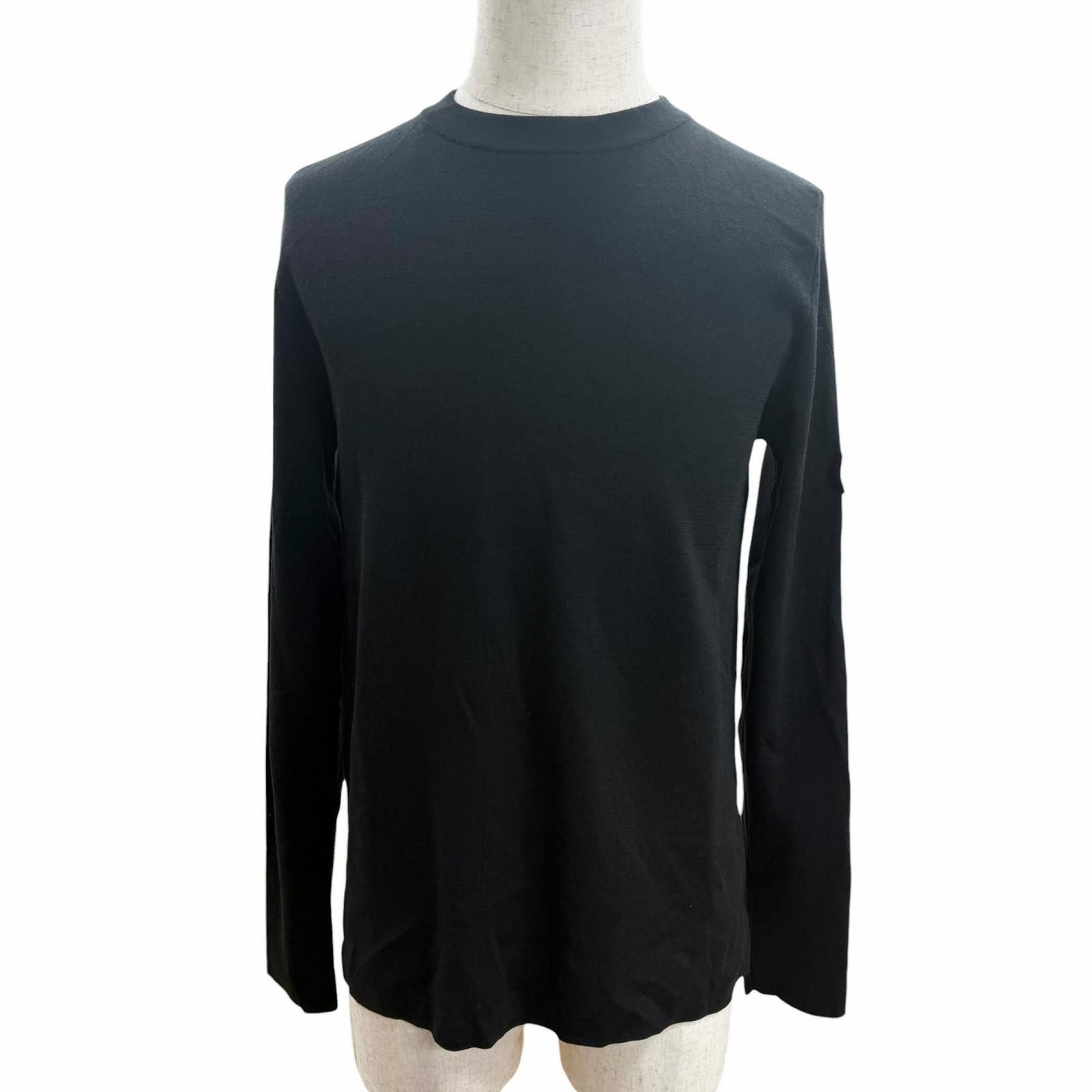 Dior Homme Wool Silk Logo Patch Crew Neck Knit Top Black Sweater