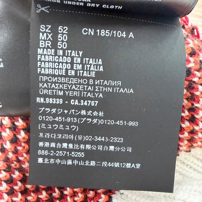 Prada Virgin Wool Cashmere Turtleneck All Over Pattern Sweater Red 52 — view 8