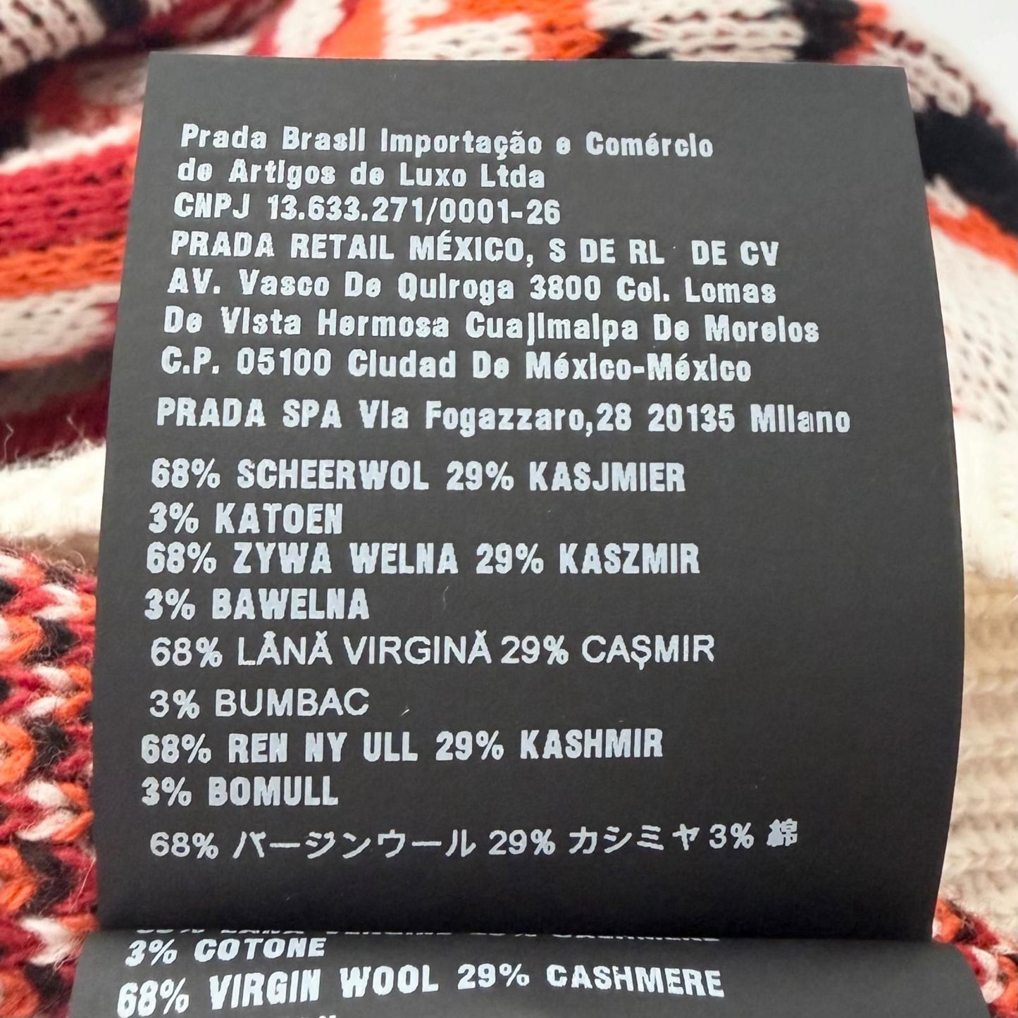 Prada Virgin Wool Cashmere Turtleneck All Over Pattern Sweater Red 52 — view 9