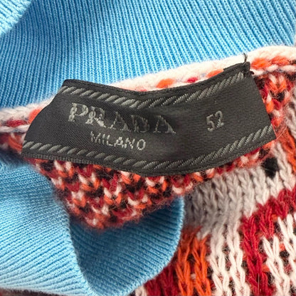 Prada Virgin Wool Cashmere Turtleneck All Over Pattern Sweater Red 52 — view 5
