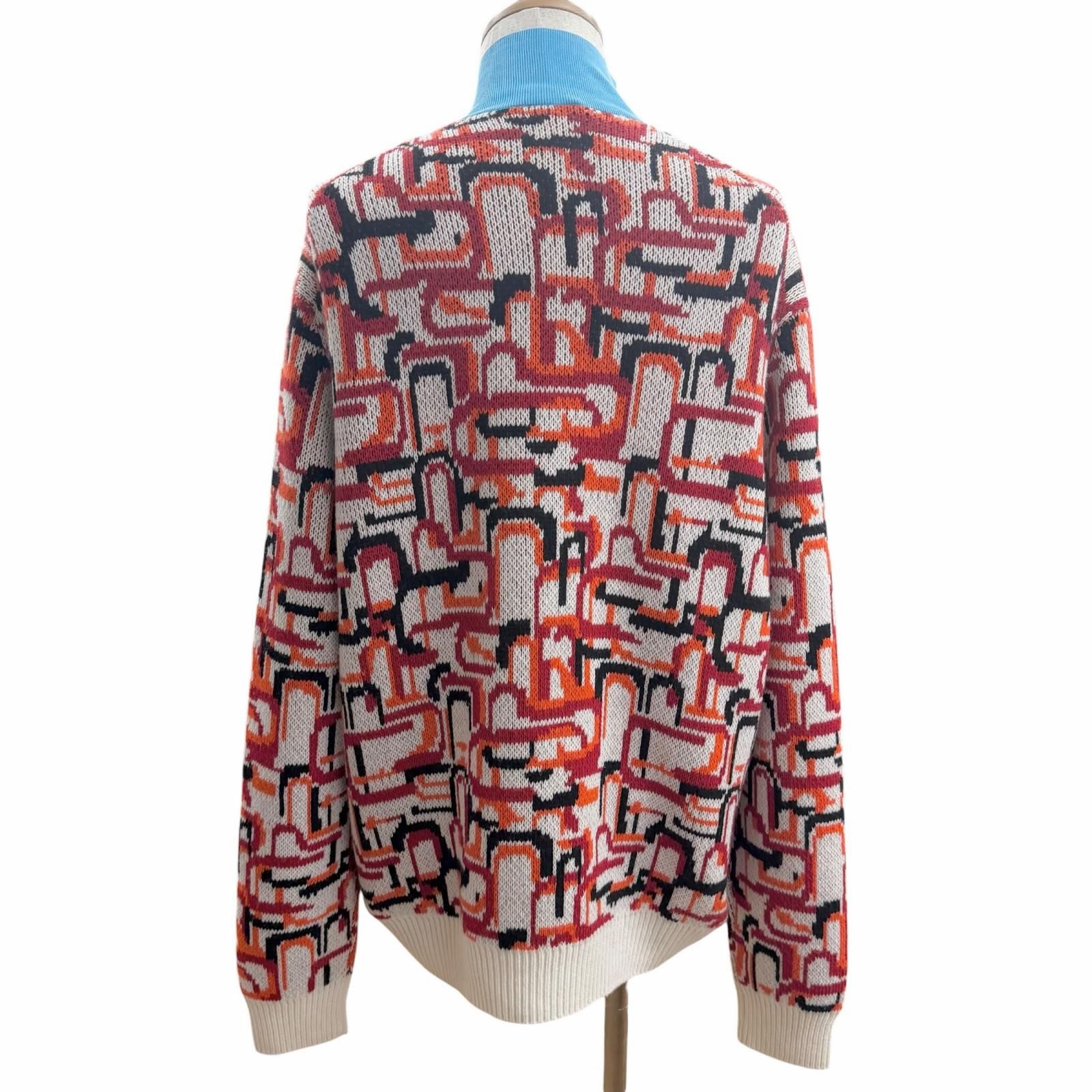 Prada Virgin Wool Cashmere Turtleneck All Over Pattern Sweater Red 52 — view 2