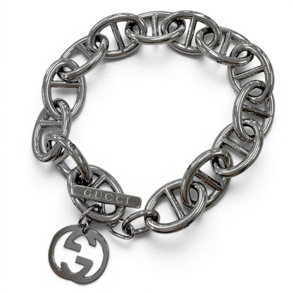 Gucci Vintage Anchor Chain Interlocking Bracelet Silver