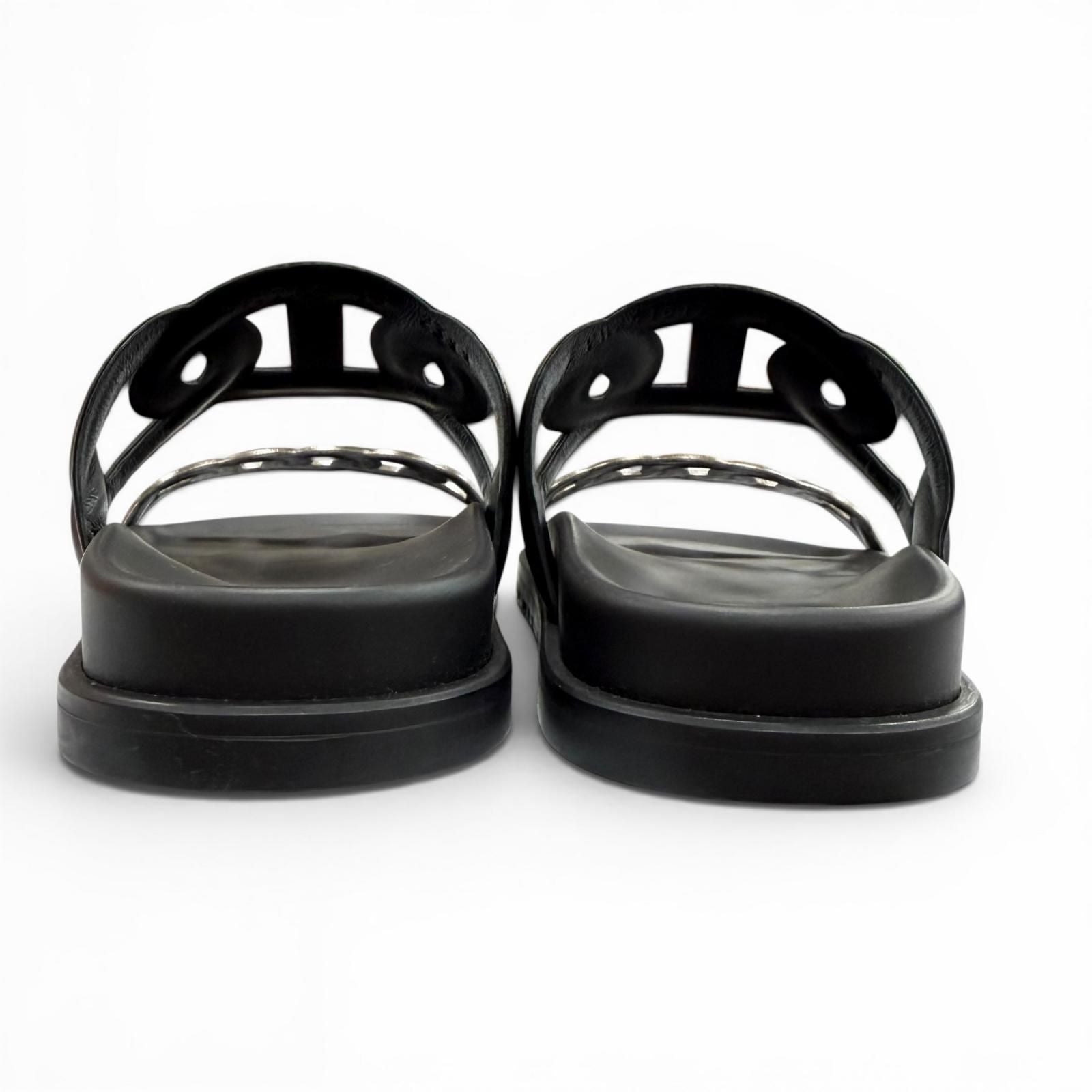 Hermes Extra Chaine D'ancre Rubber Sandals Black — view 5