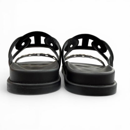 Hermes Extra Chaine D'ancre Rubber Sandals Black — view 5